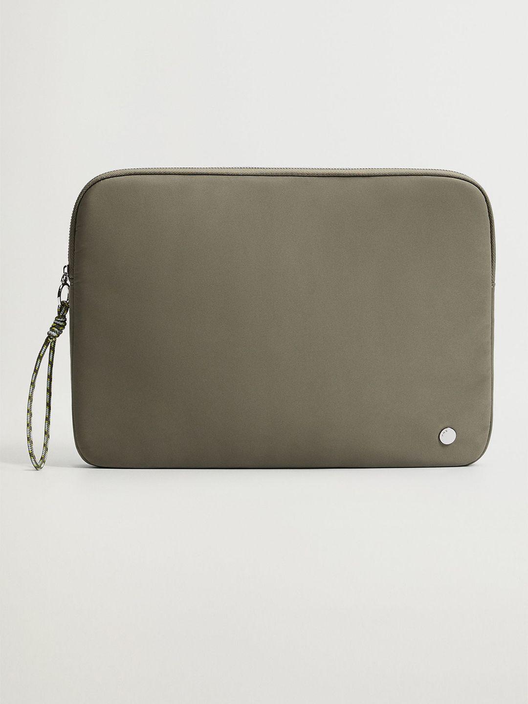 mango women green solid 15 inch laptop sleeve