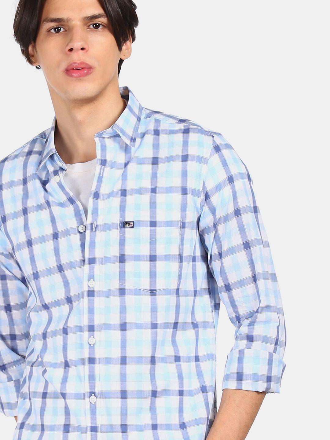 arrow sport men white opaque checked casual shirt