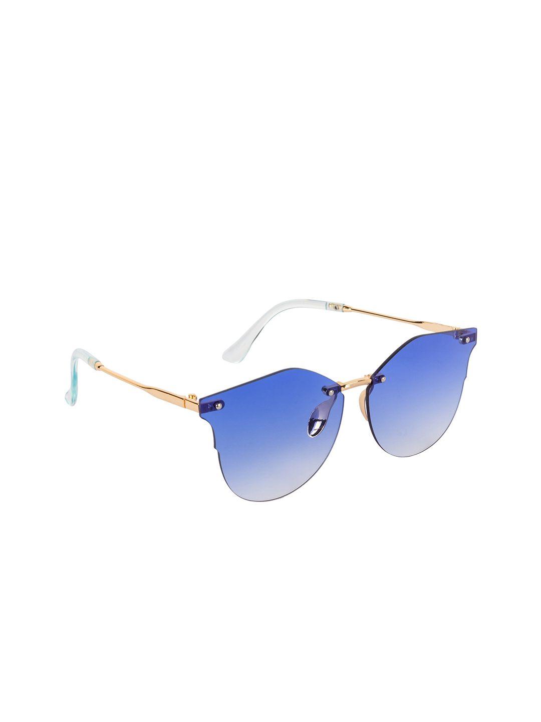 aislin blue lens & gold-toned cateye sunglasses with uv protected lens 14570-89-as-18002