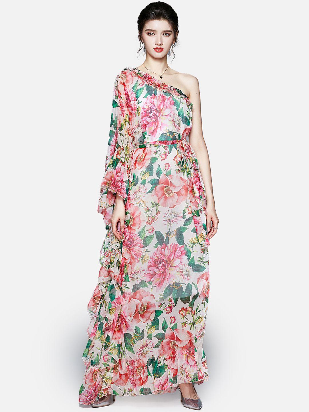 jc collection women multicoloured floral one shoulder maxi dress