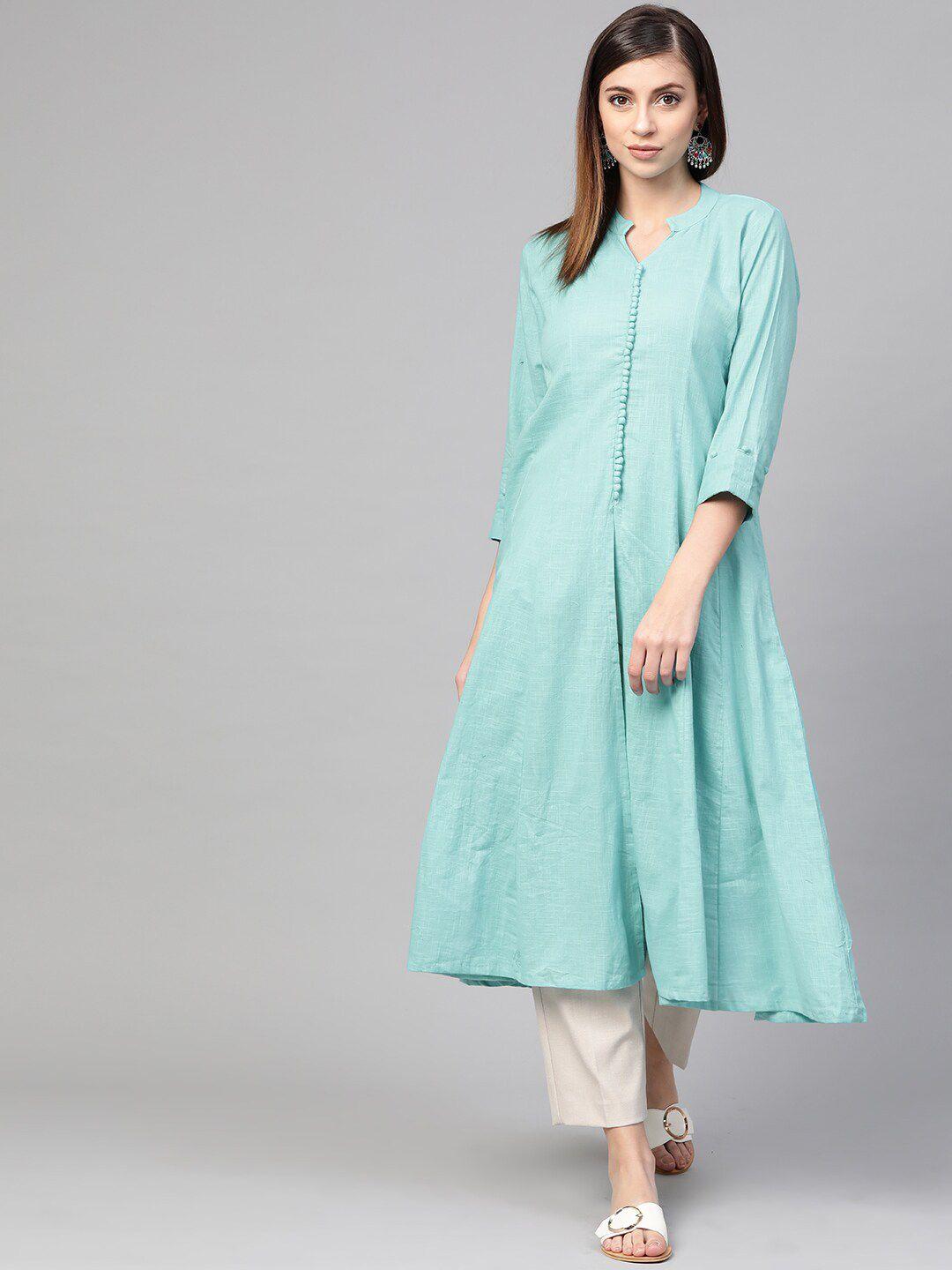 idalia women blue anarkali kurta