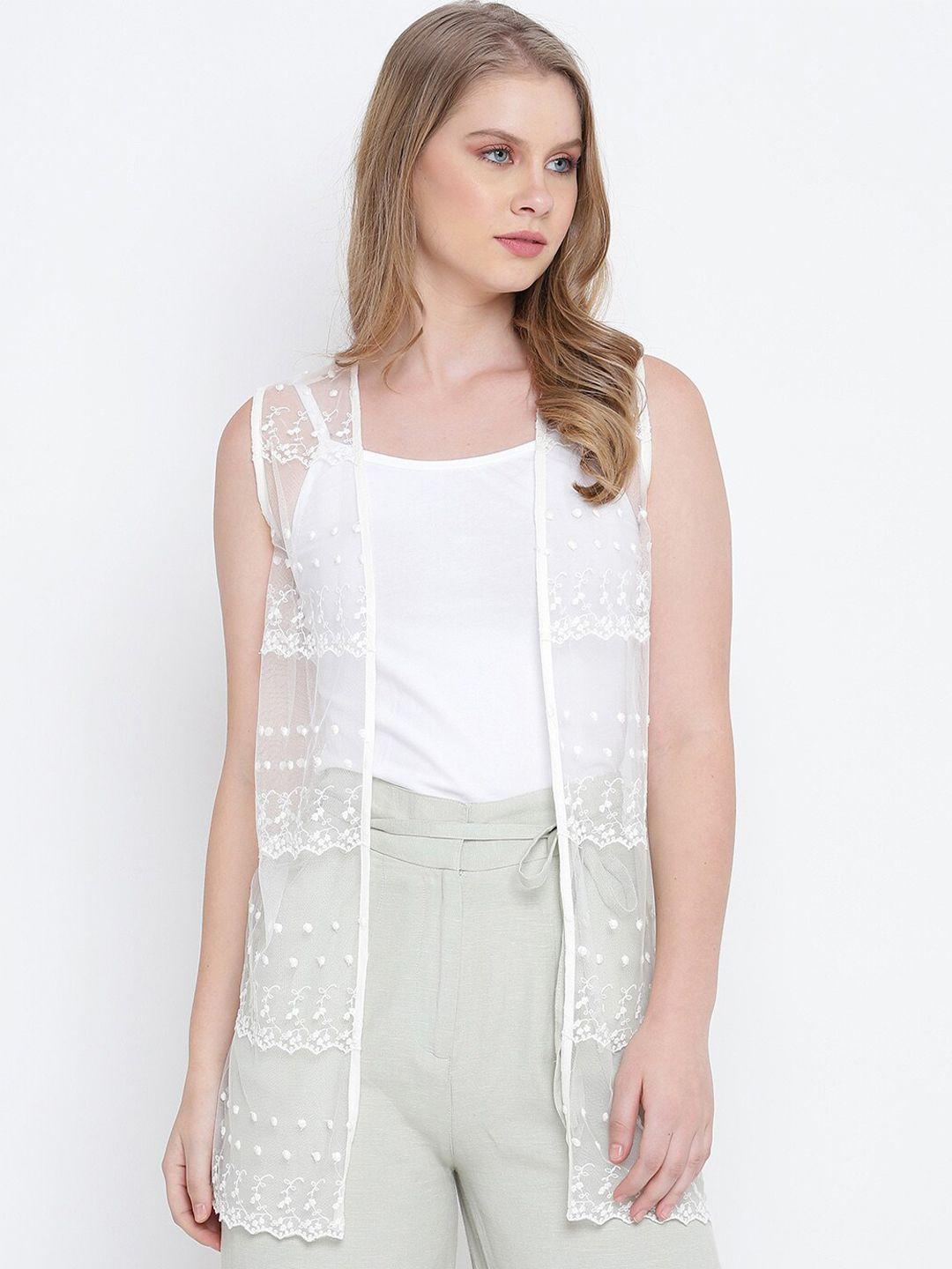 oxolloxo women white sheer shrug