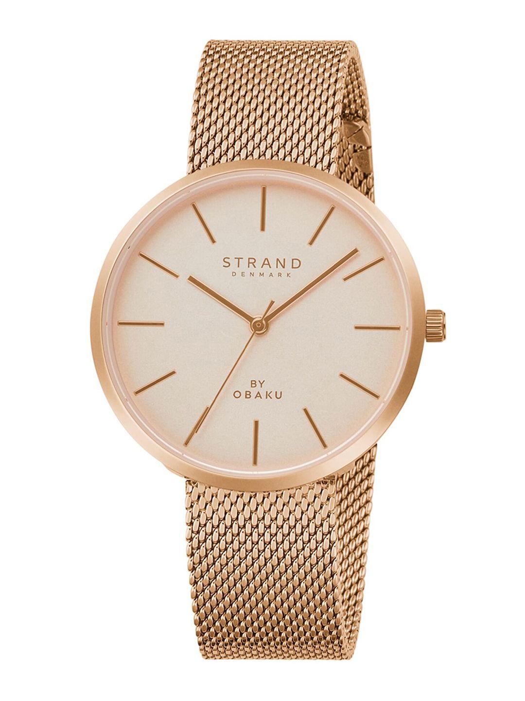 strand by obaku women rose gold-toned dial & rose gold toned analogue watch s700lxvvmv