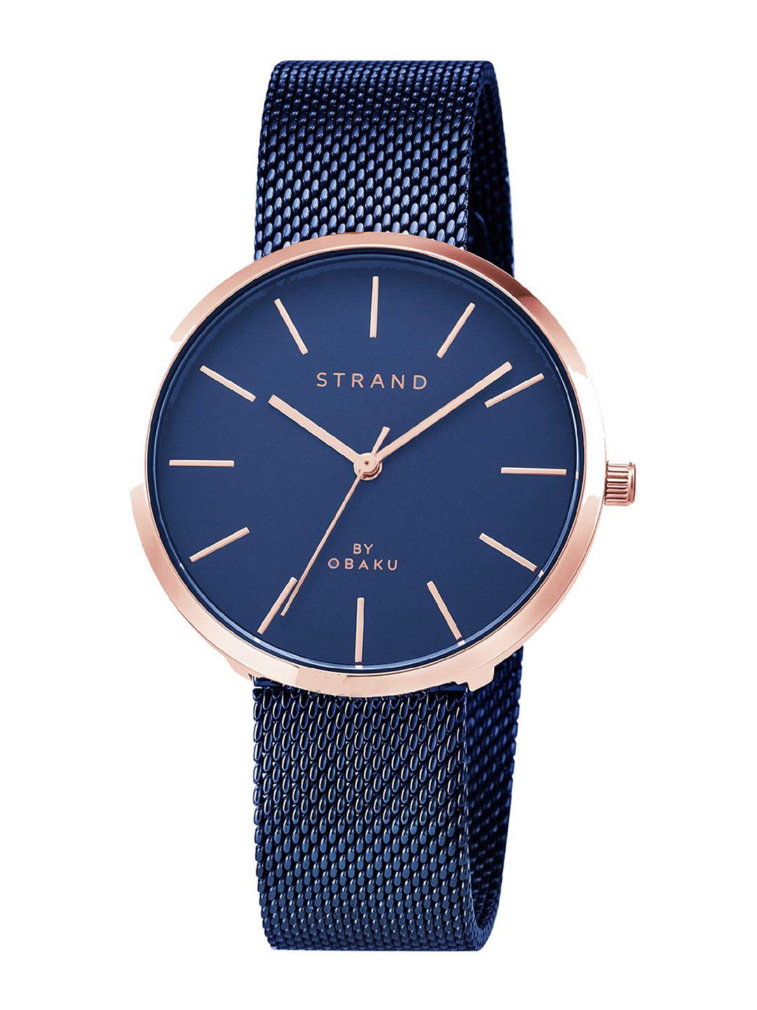 strand by obaku women blue dial & blue bracelet style straps analogue watch s700lxvlm