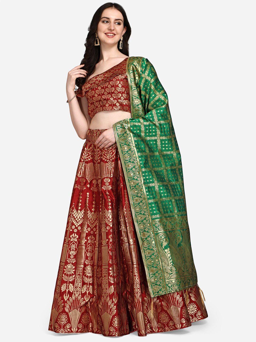 purvaja red & gold ready to wear lehenga & blouse with dupatta