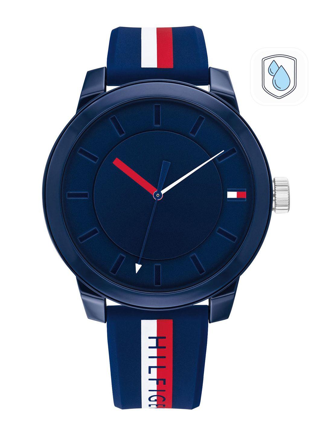 tommy hilfiger men blue brass dial & blue straps analogue watch th1791746