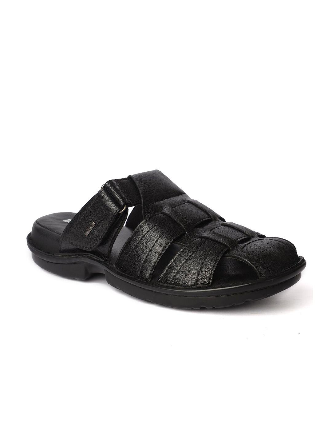 buckaroo men black genuine leather closed sandals