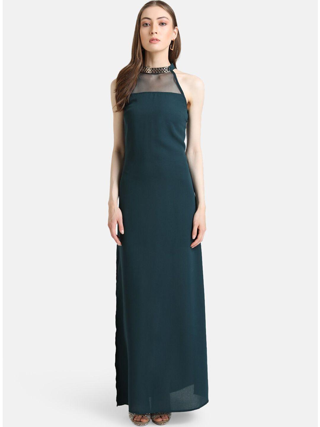 kazo green halter neck maxi dress