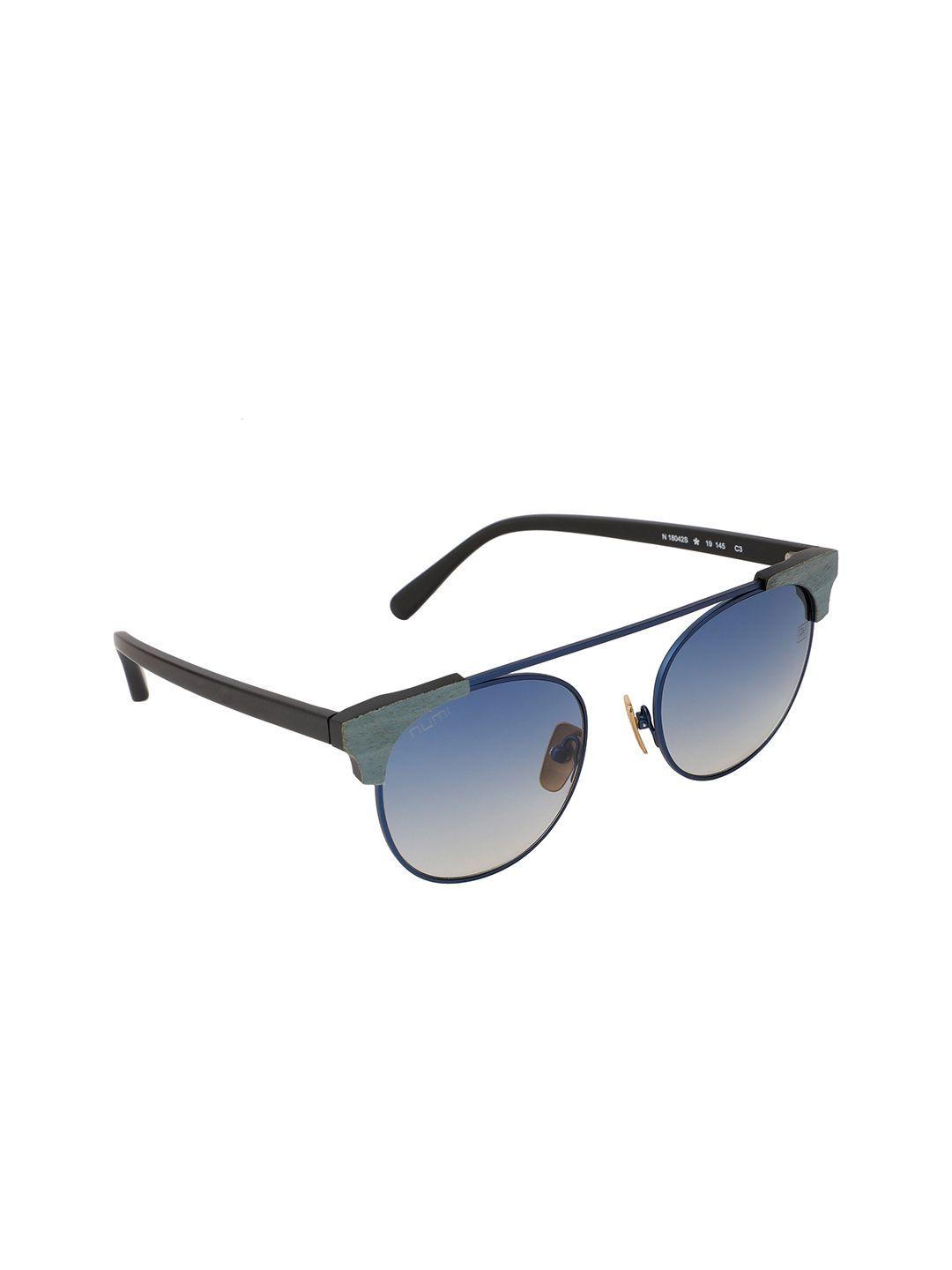 numi unisex blue lens & brown browline sunglasses with uv protected lens - n18142scl3