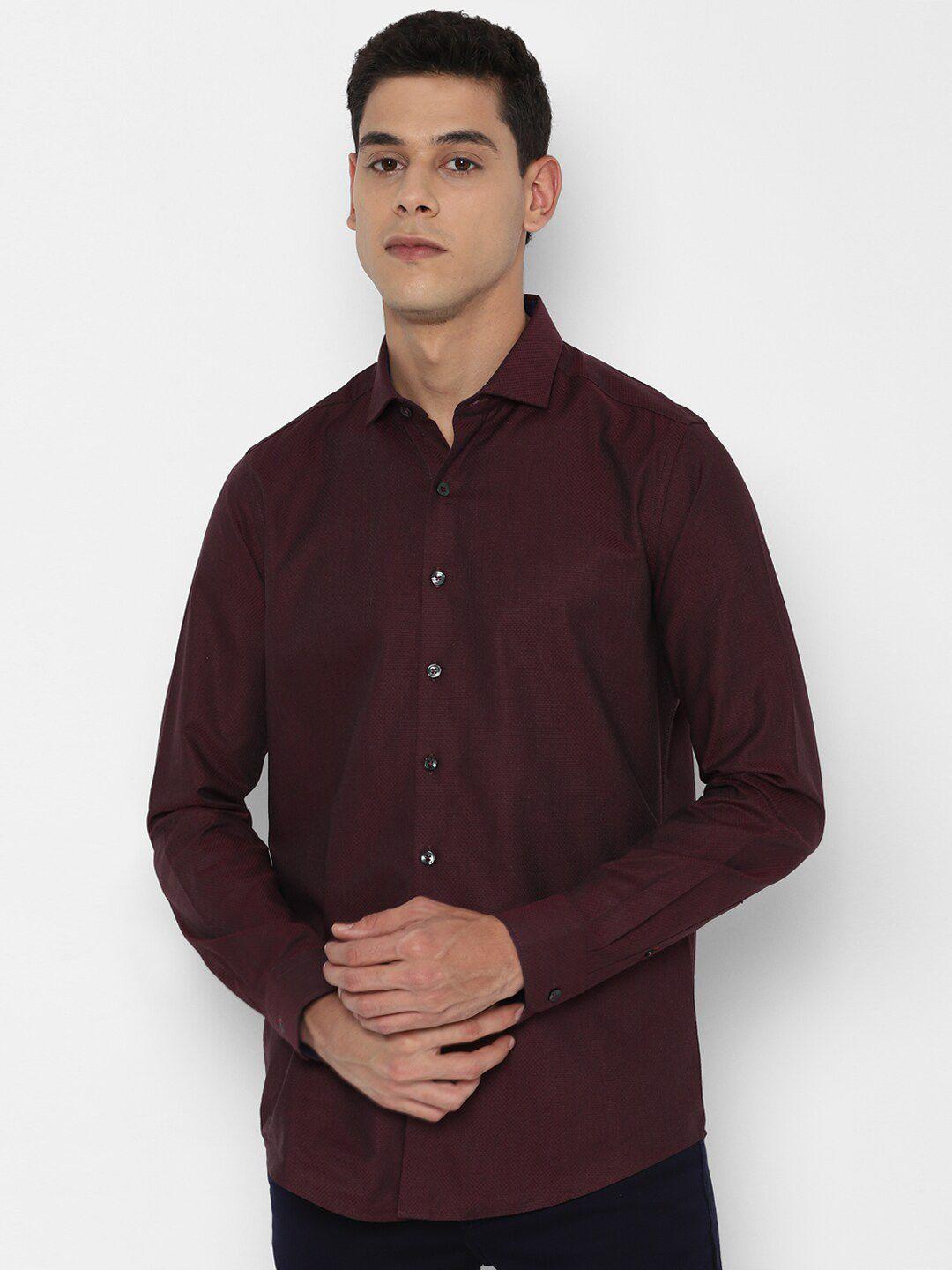 simon carter london men maroon slim fit opaque casual shirt