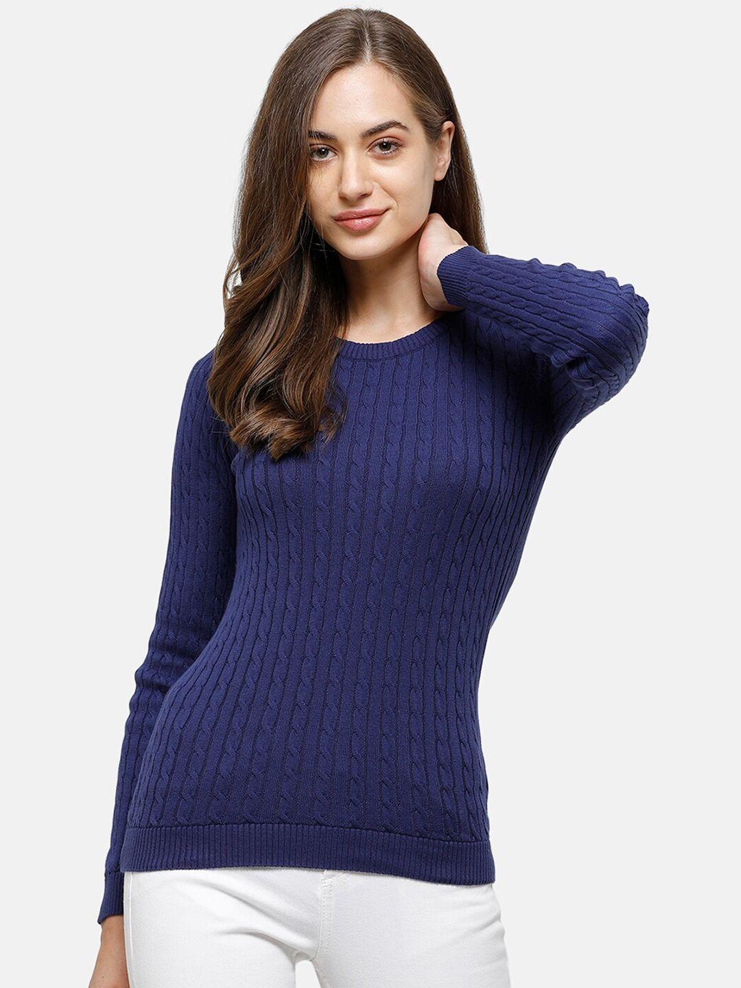 98 degree north women navy blue striped pullover