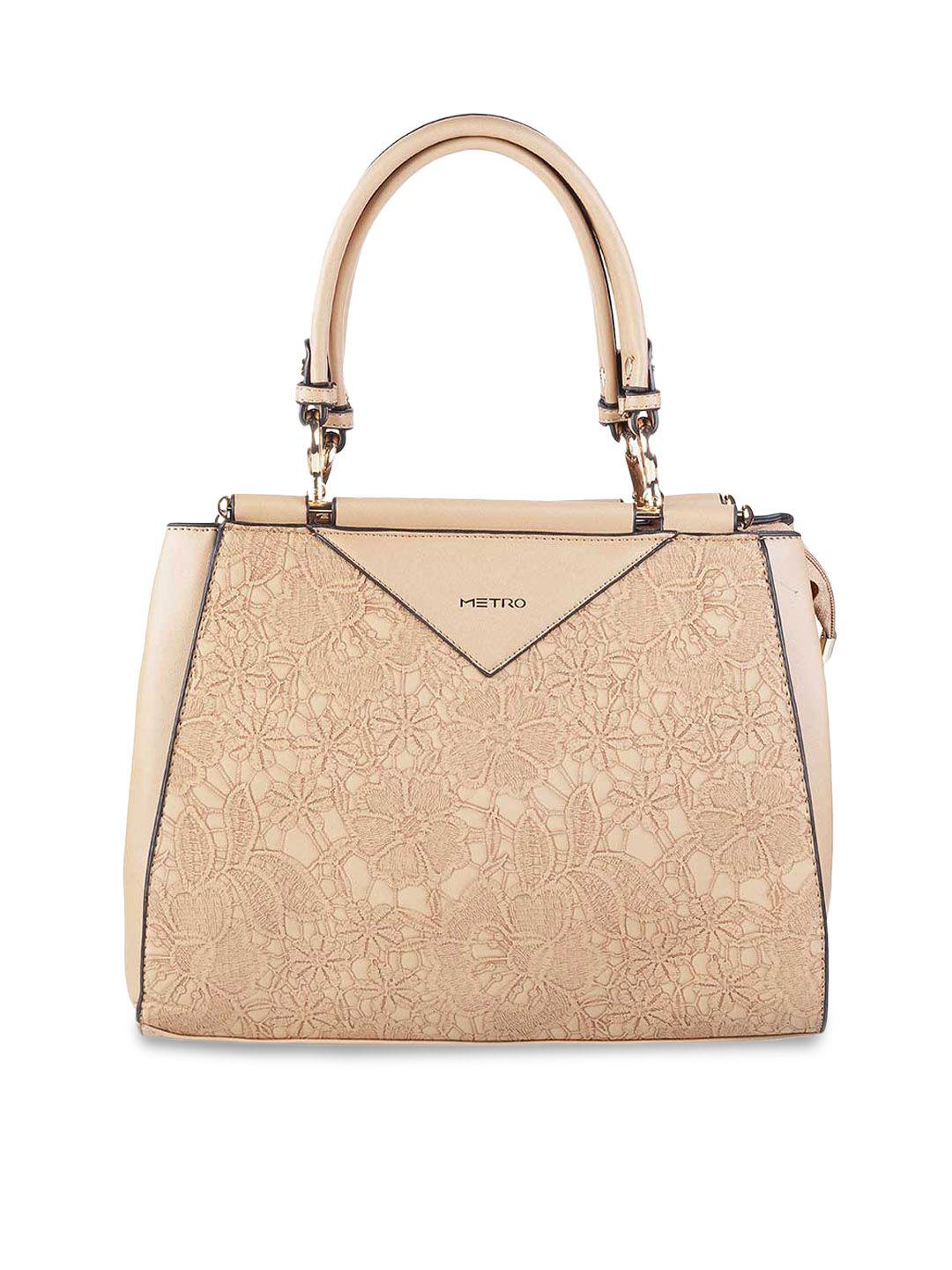 metro beige textured pu shopper handheld bag