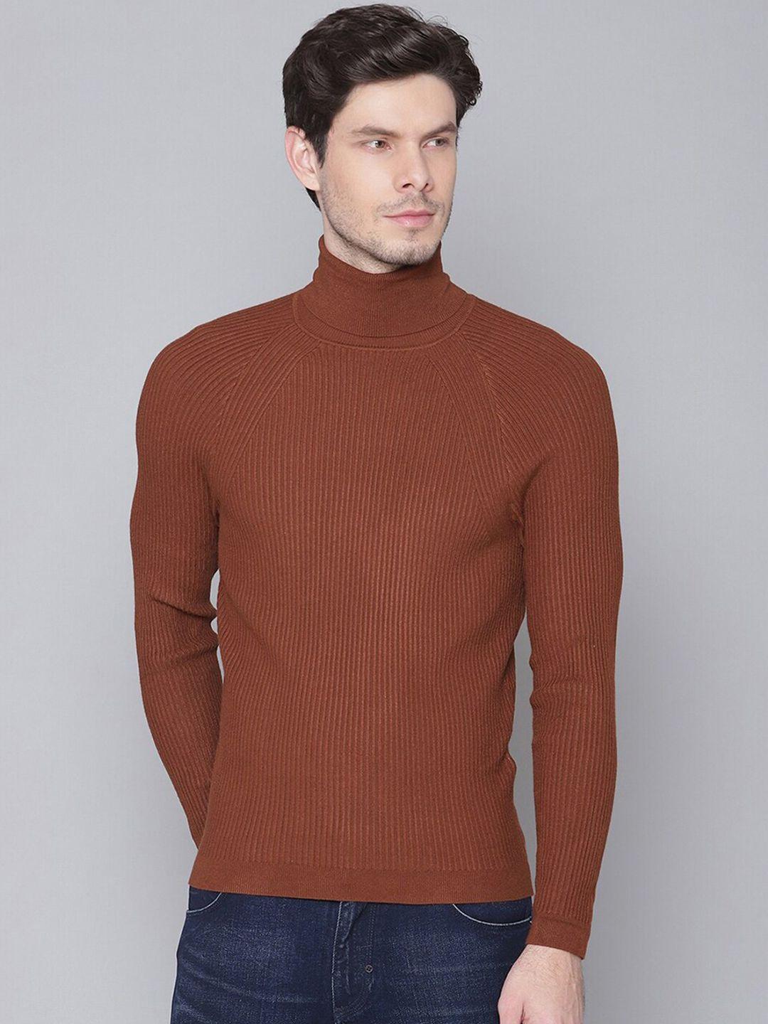 antony morato men rust red ribbed pullover