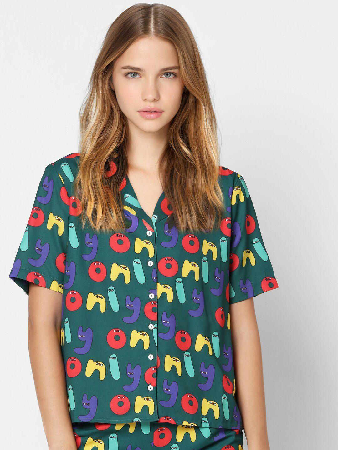 only women green floral opaque printed casual shirt