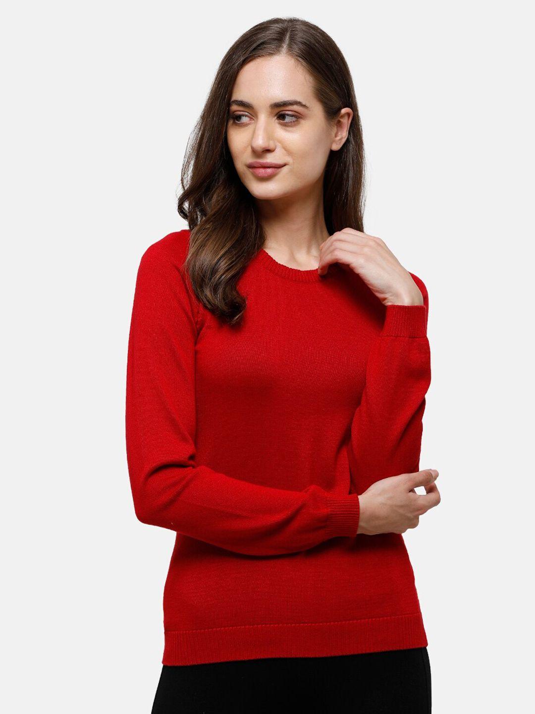 98 degree north women red solid pure cotton pullover