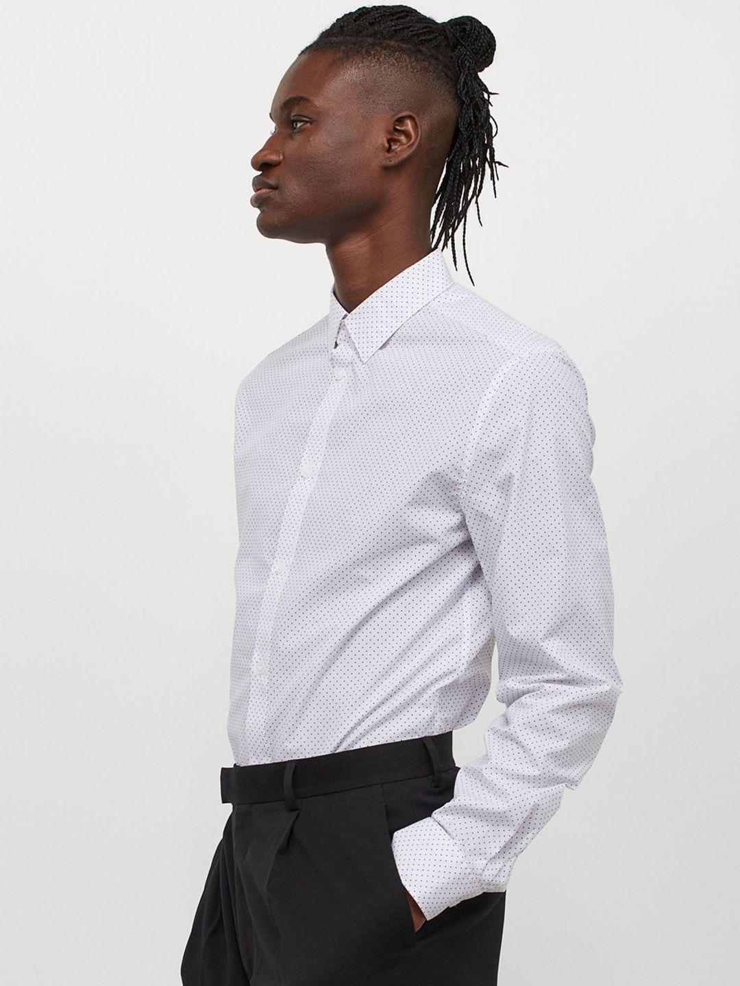 h&m men white slim fit easy-iron shirt