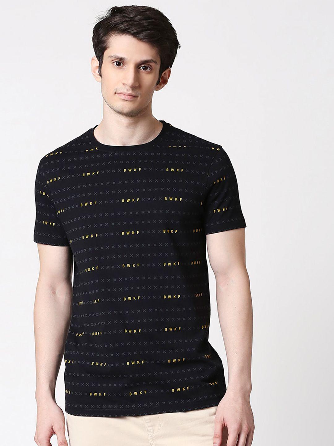 bewakoof men black typography printed t-shirt