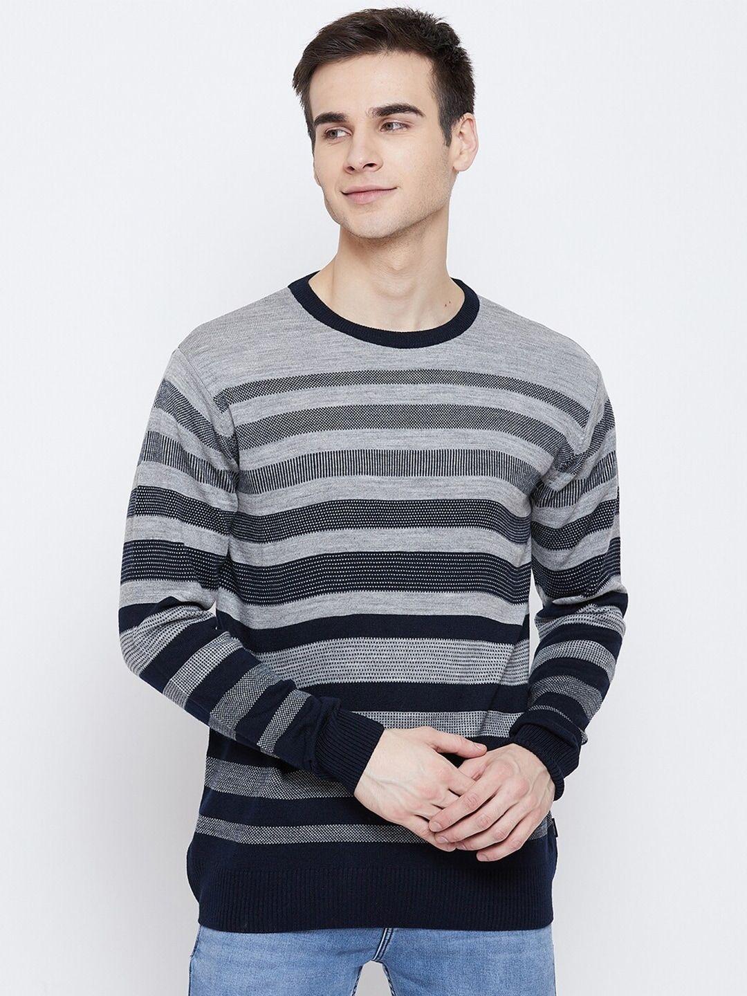 crimsoune club men navy blue & white striped pullover