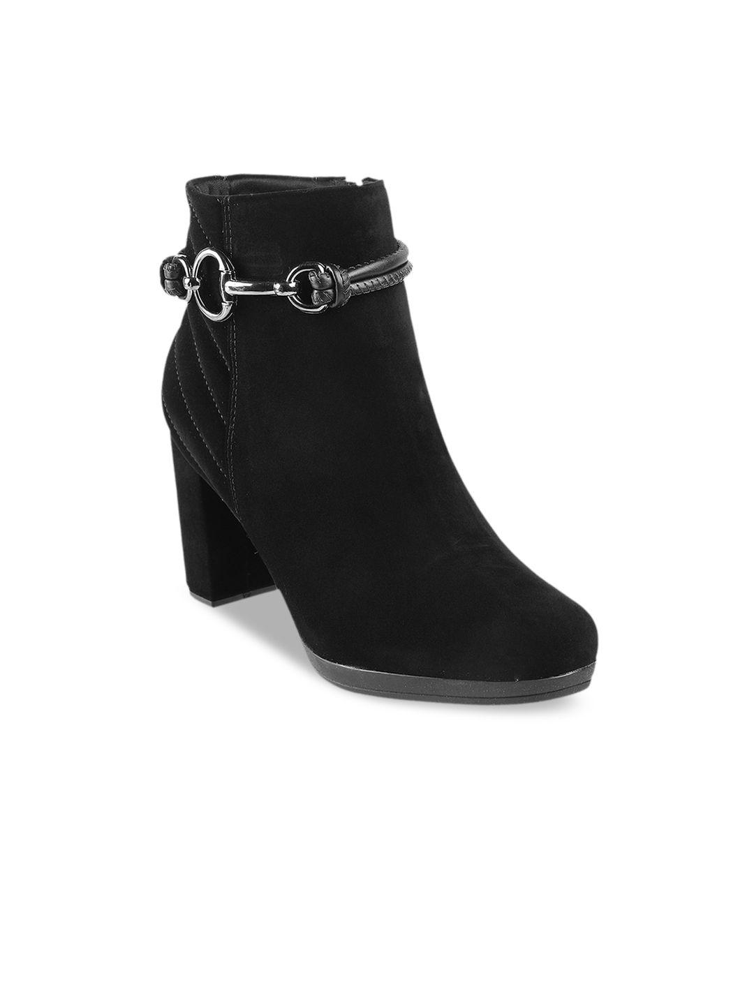 modare black pu block heeled boots