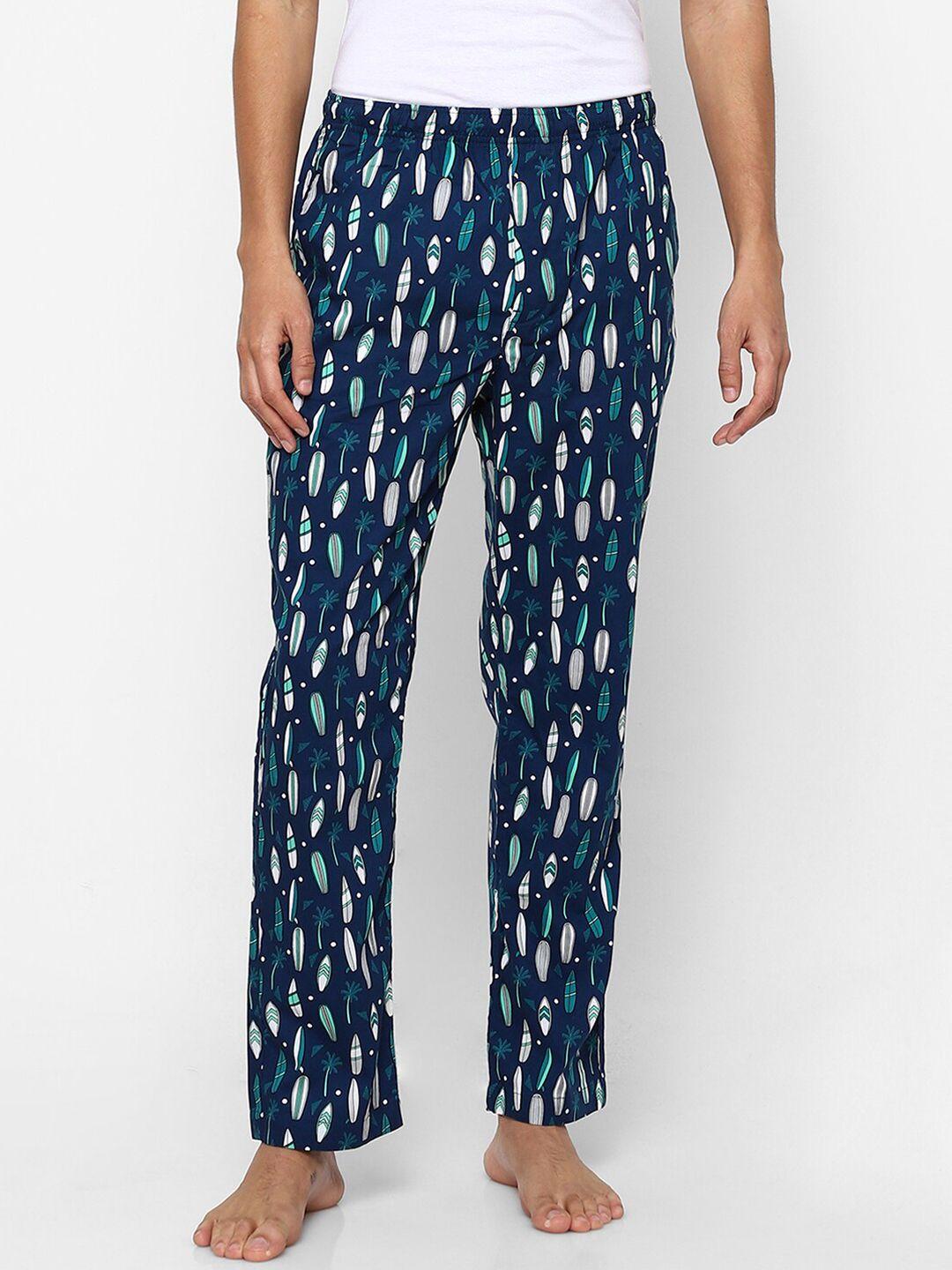 ajile by pantaloons men blue printed lounge pants