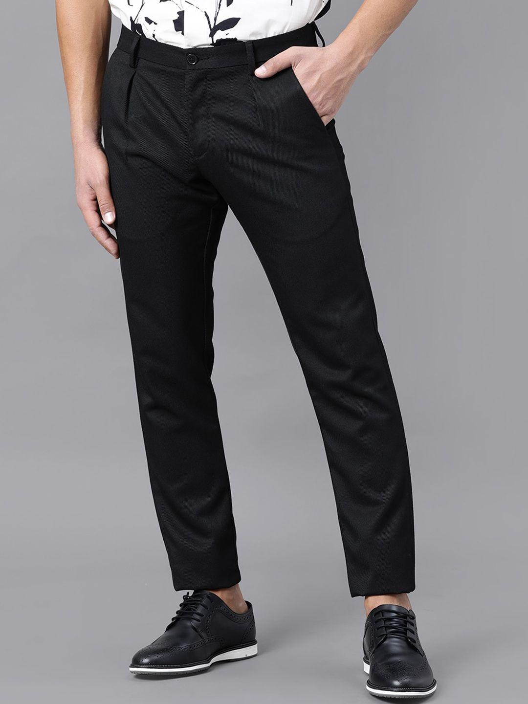 rare rabbit men black slim fit trousers