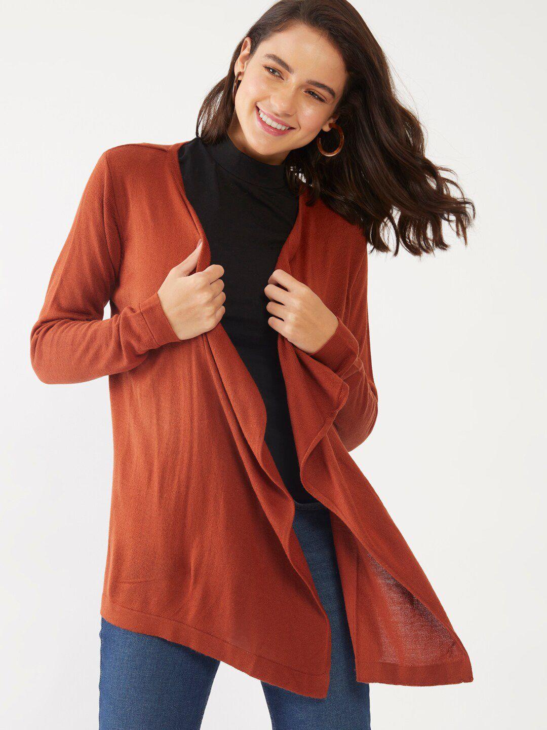 zink london women rust longline waterfall shrug