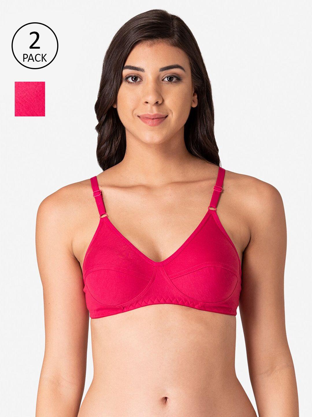 komli women pink pack of 2 full coverage t-shirt bra-k-9116-2pc-dpk