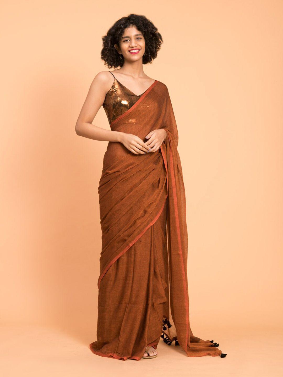 suta rust pure cotton saree