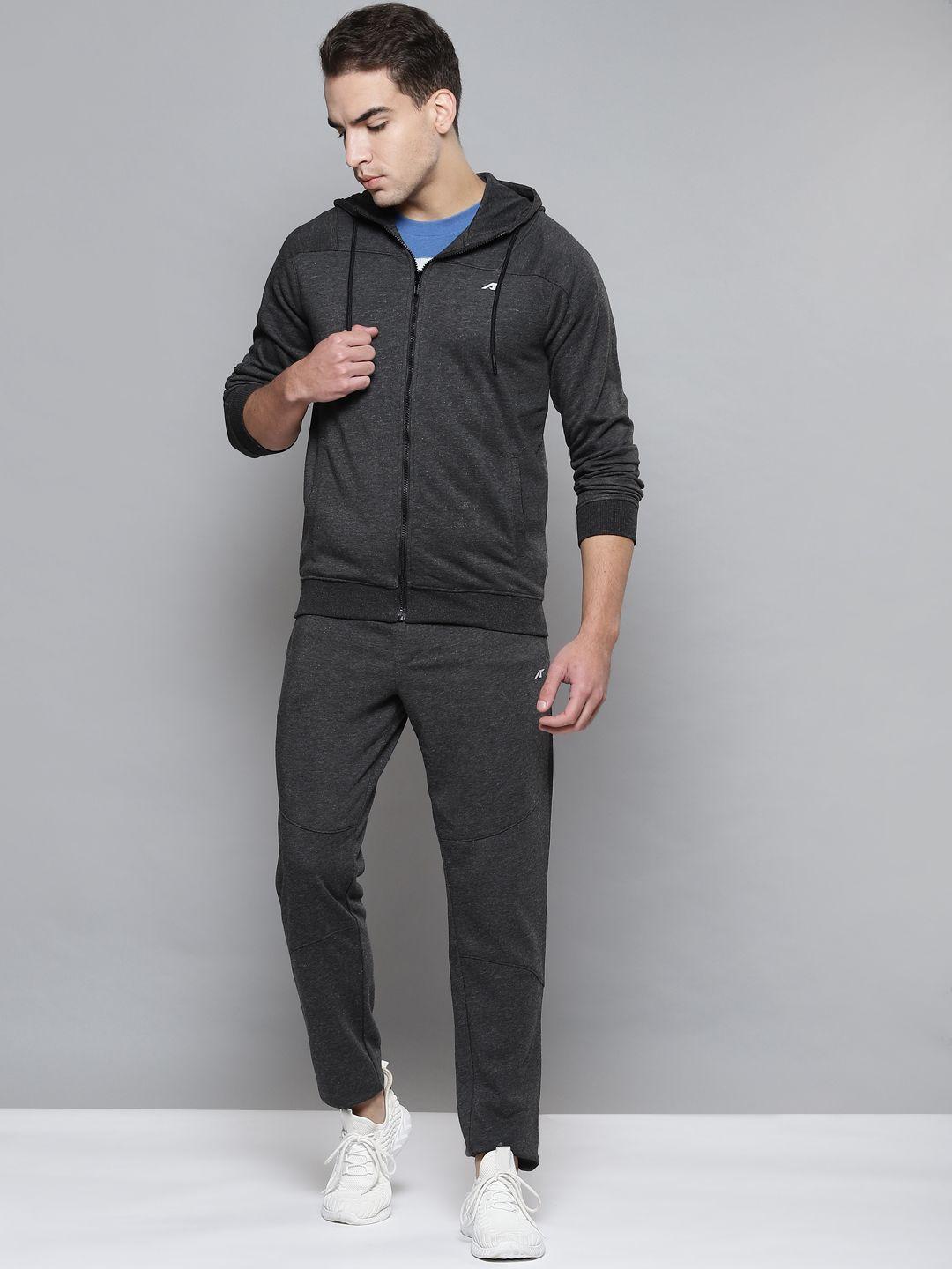 alcis men charcoal grey solid tracksuit