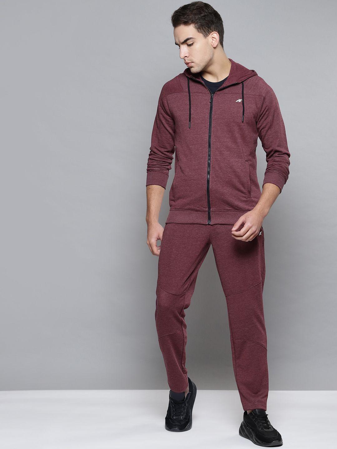 alcis men maroon solid tracksuit