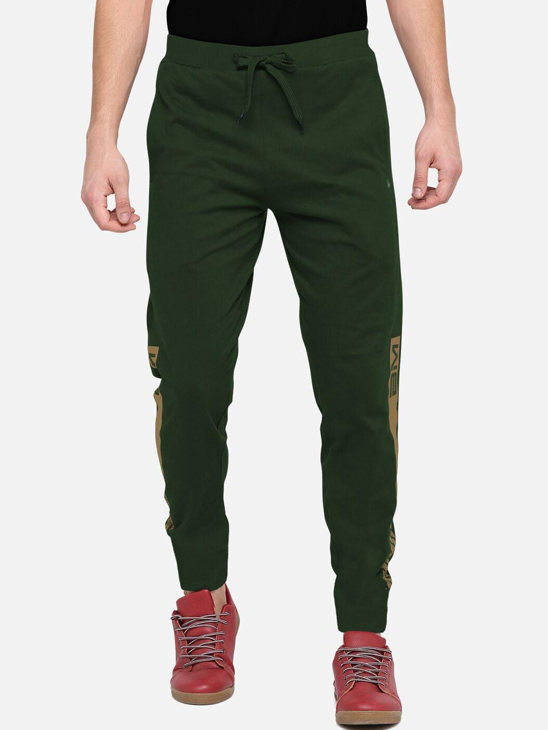 bullmer men olive green sports track pants