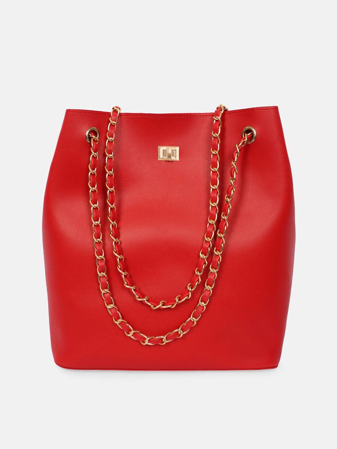 bagsy malone women red pu structured tote bag