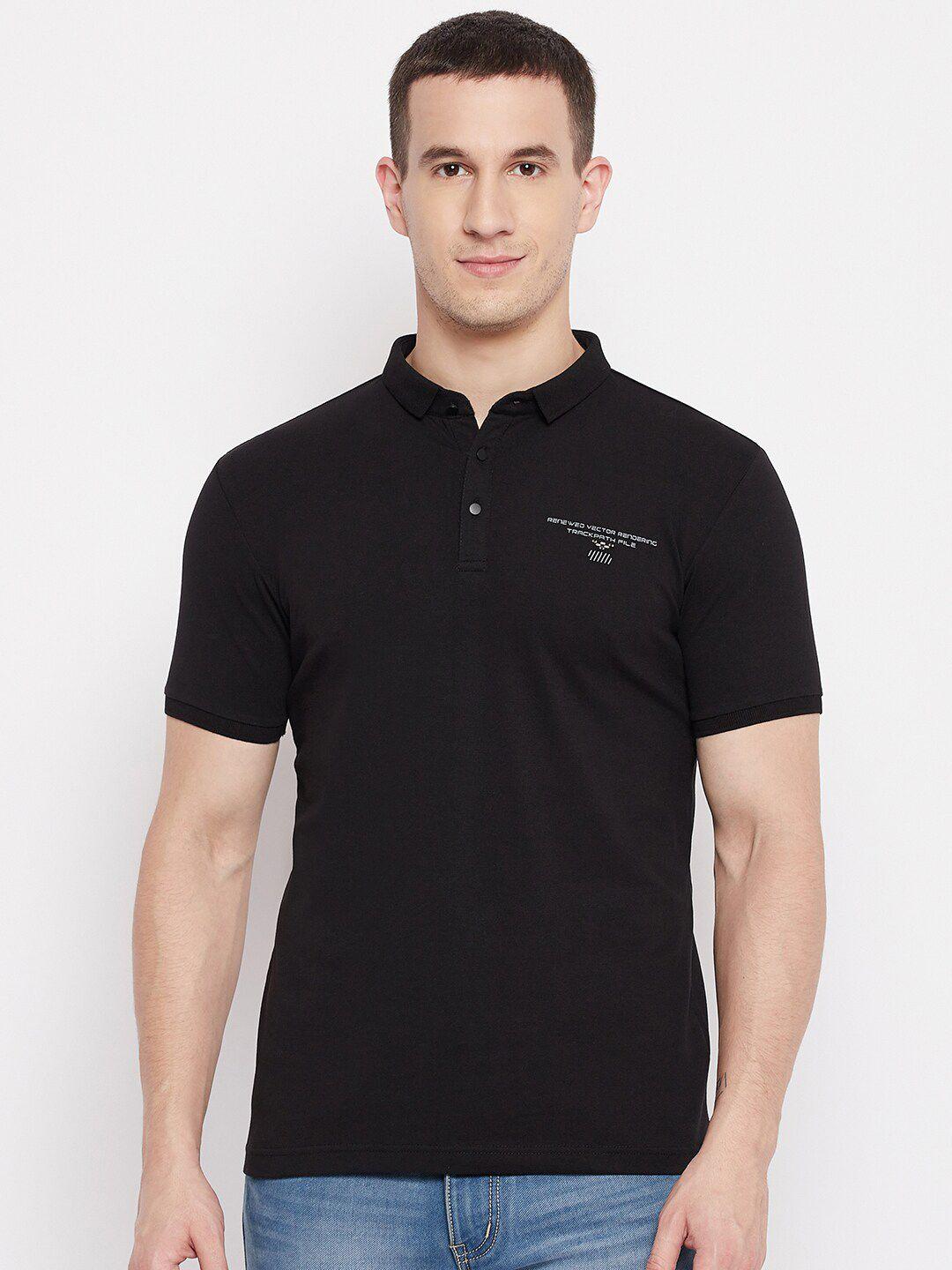 qubic men black polo collar t-shirt