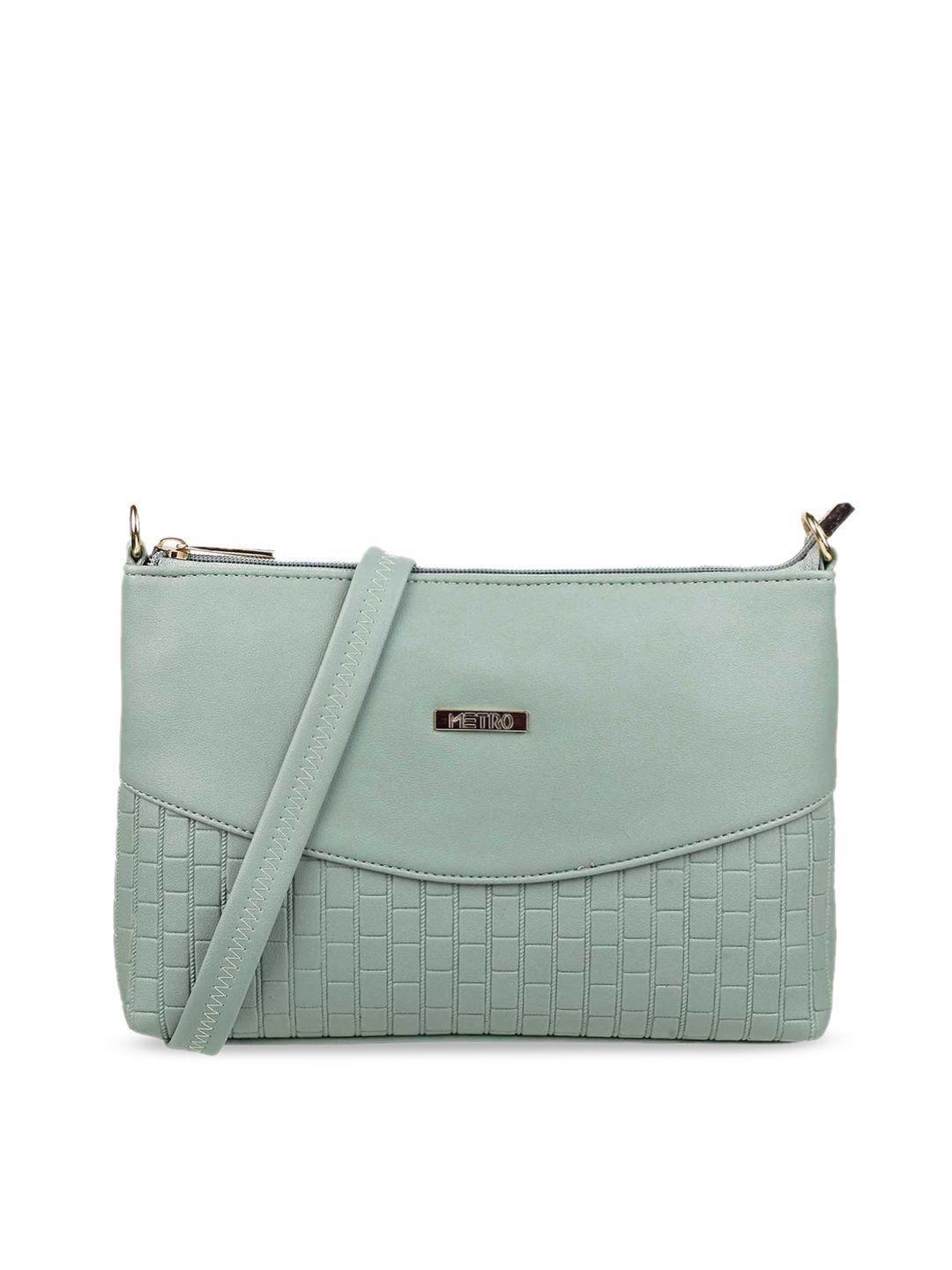 metro green textured pu swagger sling bag