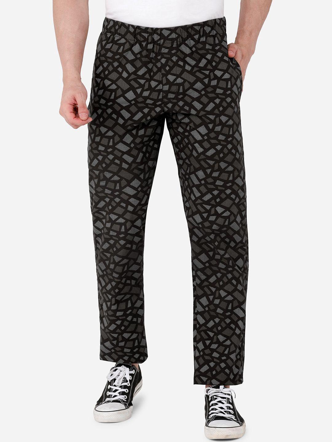 beevee men black printed cotton track pants