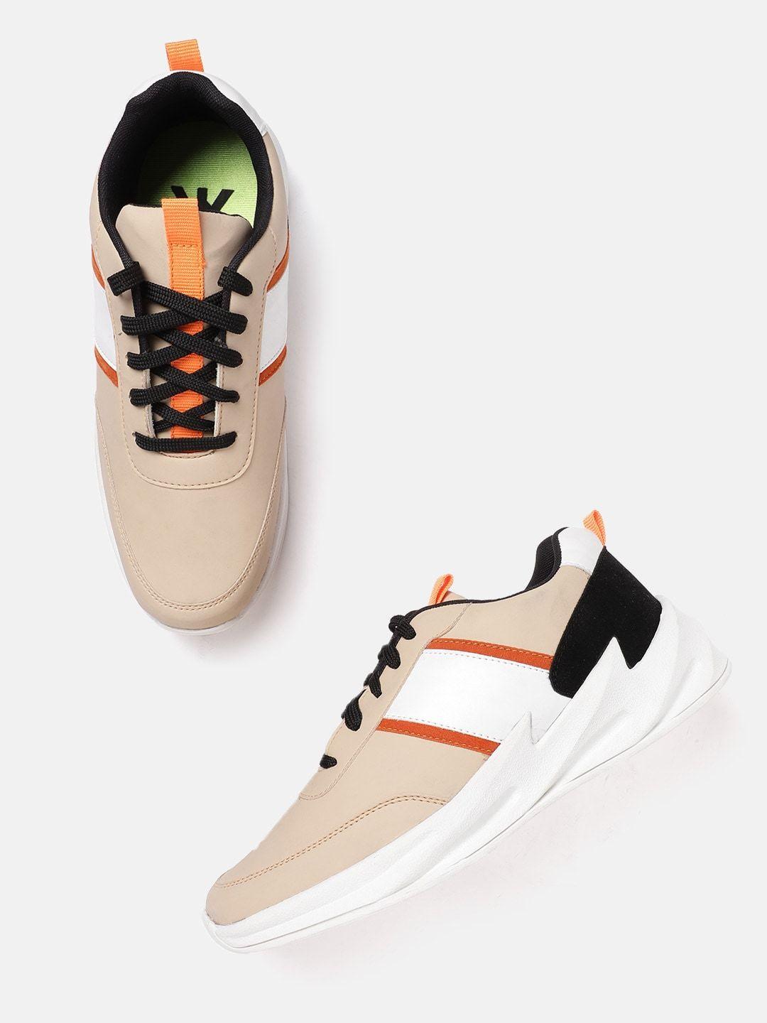 kook n keech men beige & white colourblocked sneakers