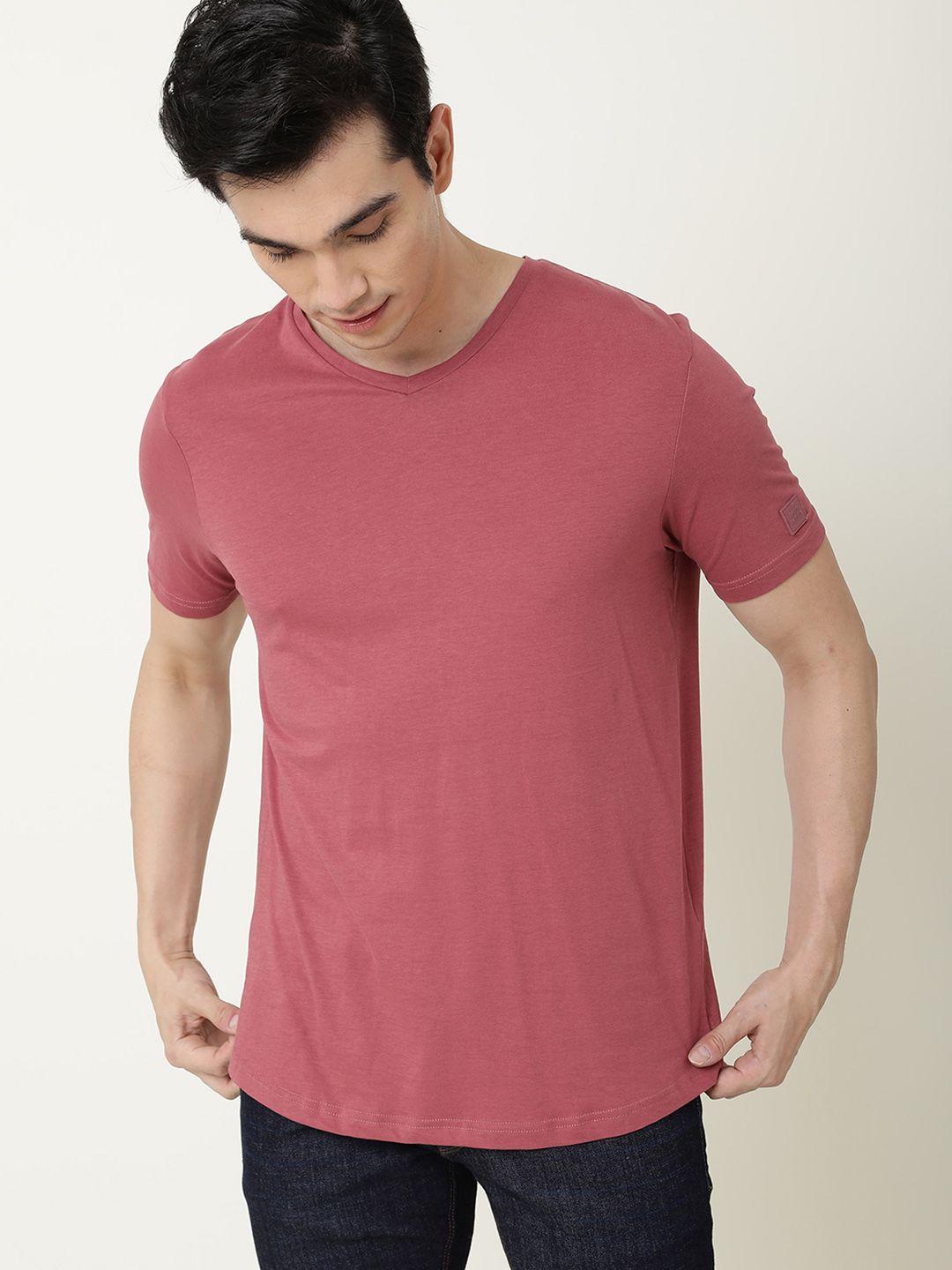 rare rabbit men maroon extended sleeves pockets t-shirt