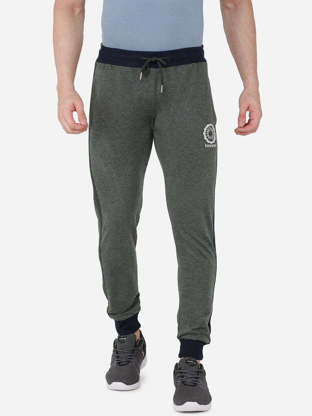 beevee men grey melange solid narrow-fit joggers