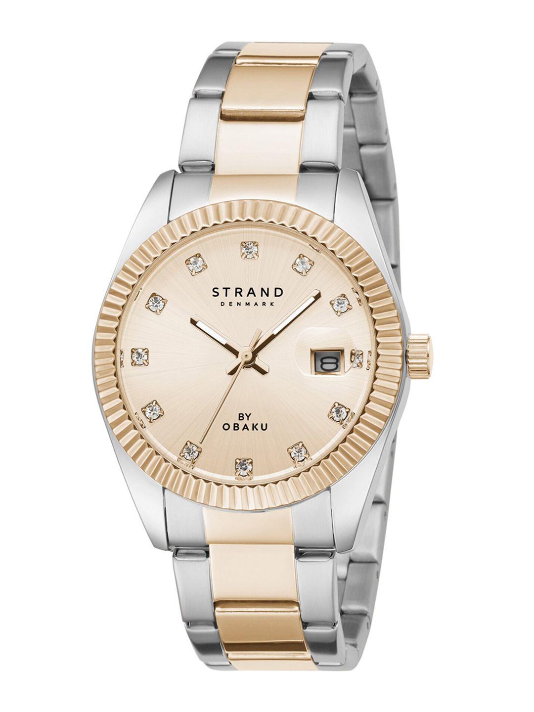 strand by obaku women rose gold-toned bracelet style straps watch s721ldhvsh