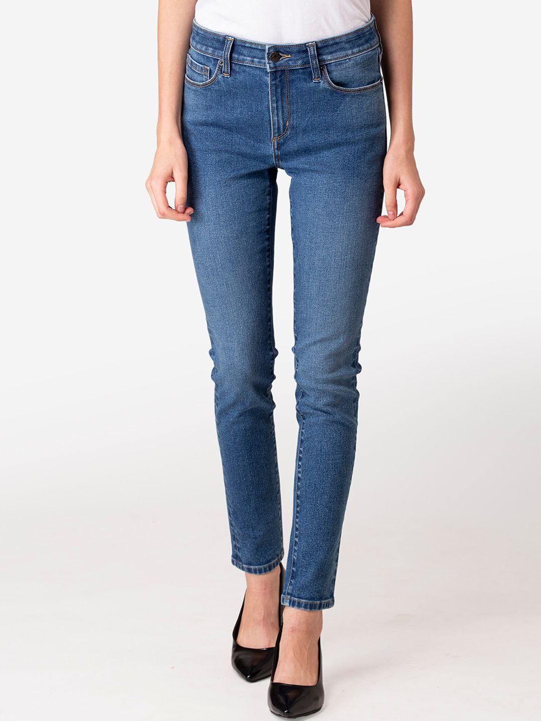 mode by red tape women blue skinny fit light fade jeans