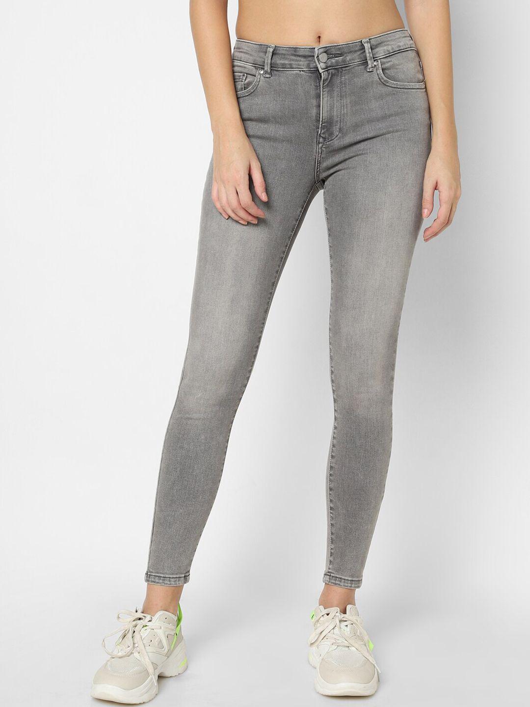 only women grey skinny fit light fade stretchable jeans