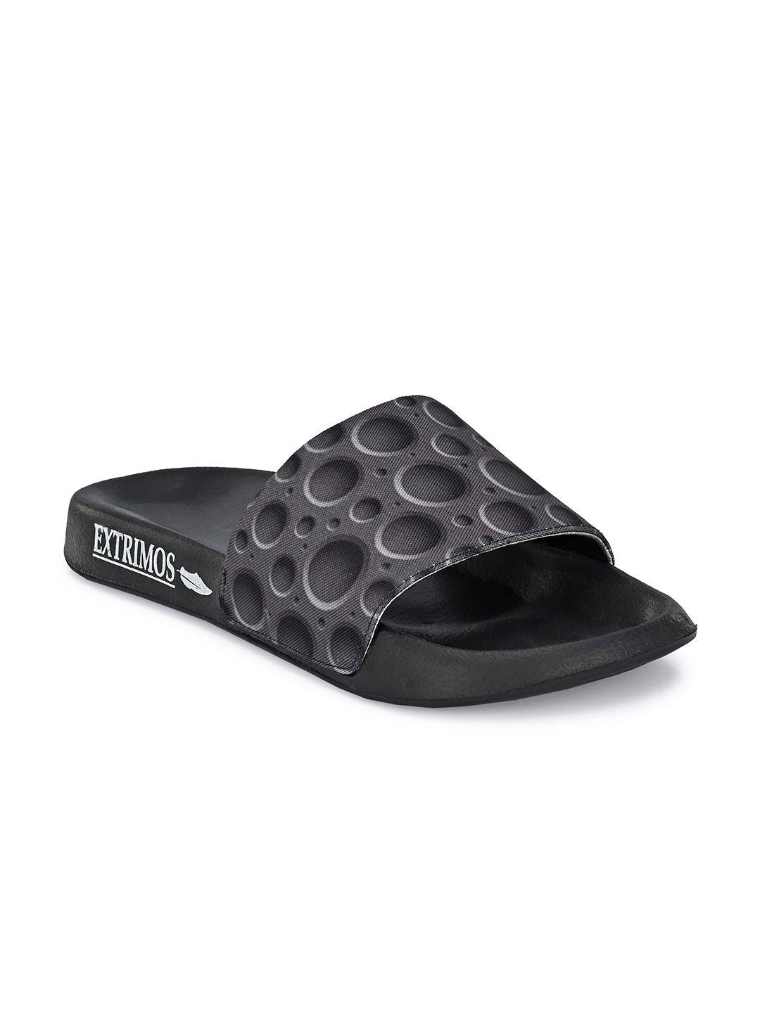 extrimos men black & grey printed sliders