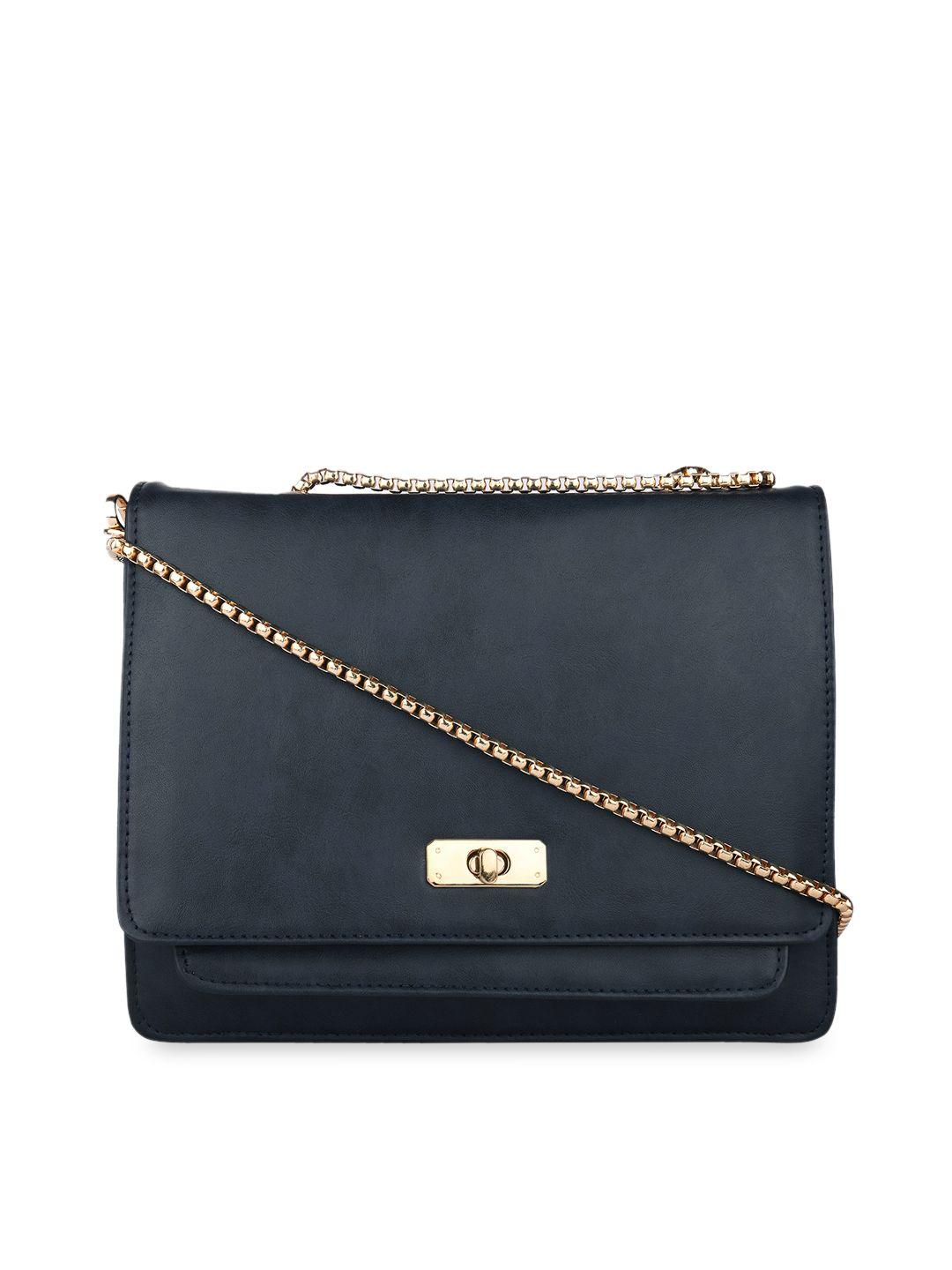 bellissa navy blue pu structured handheld bag