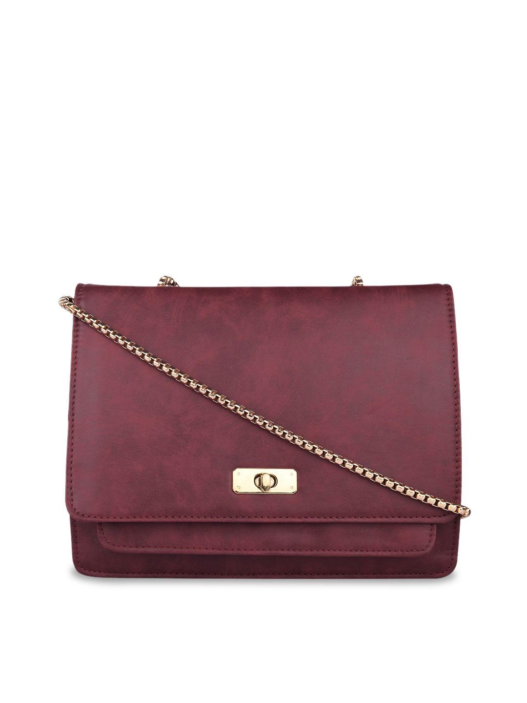 bellissa women maroon pu structured sling bag