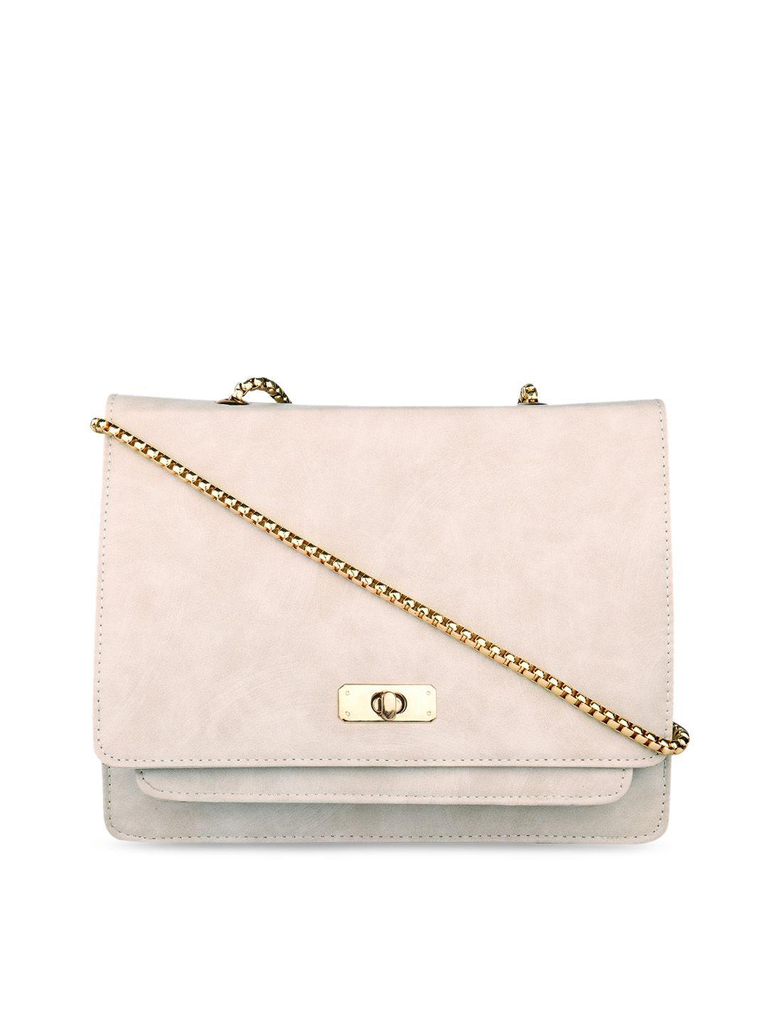 bellissa women cream-coloured structured sling bag