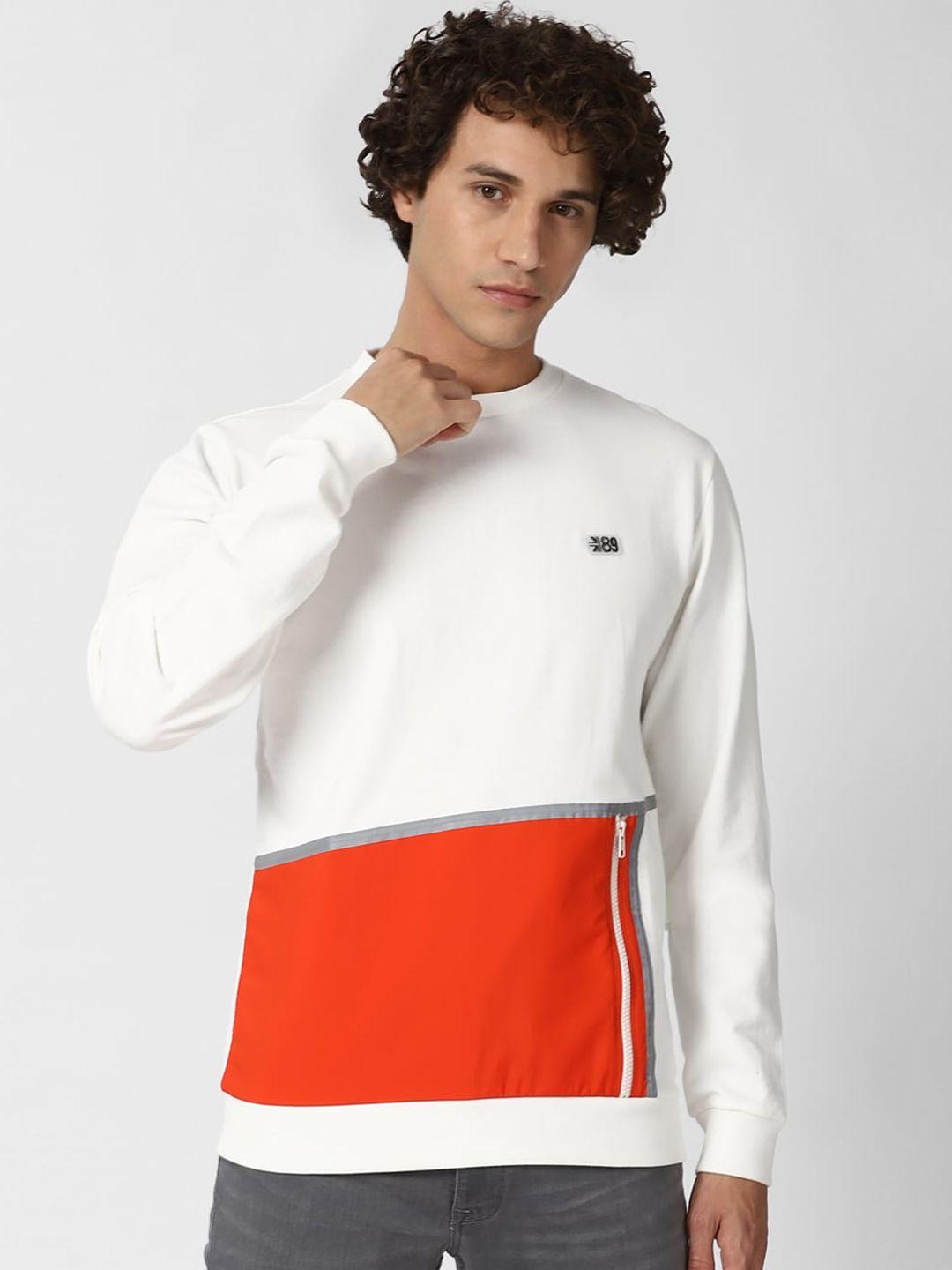 peter england casuals men white colourblocked sweatshirt