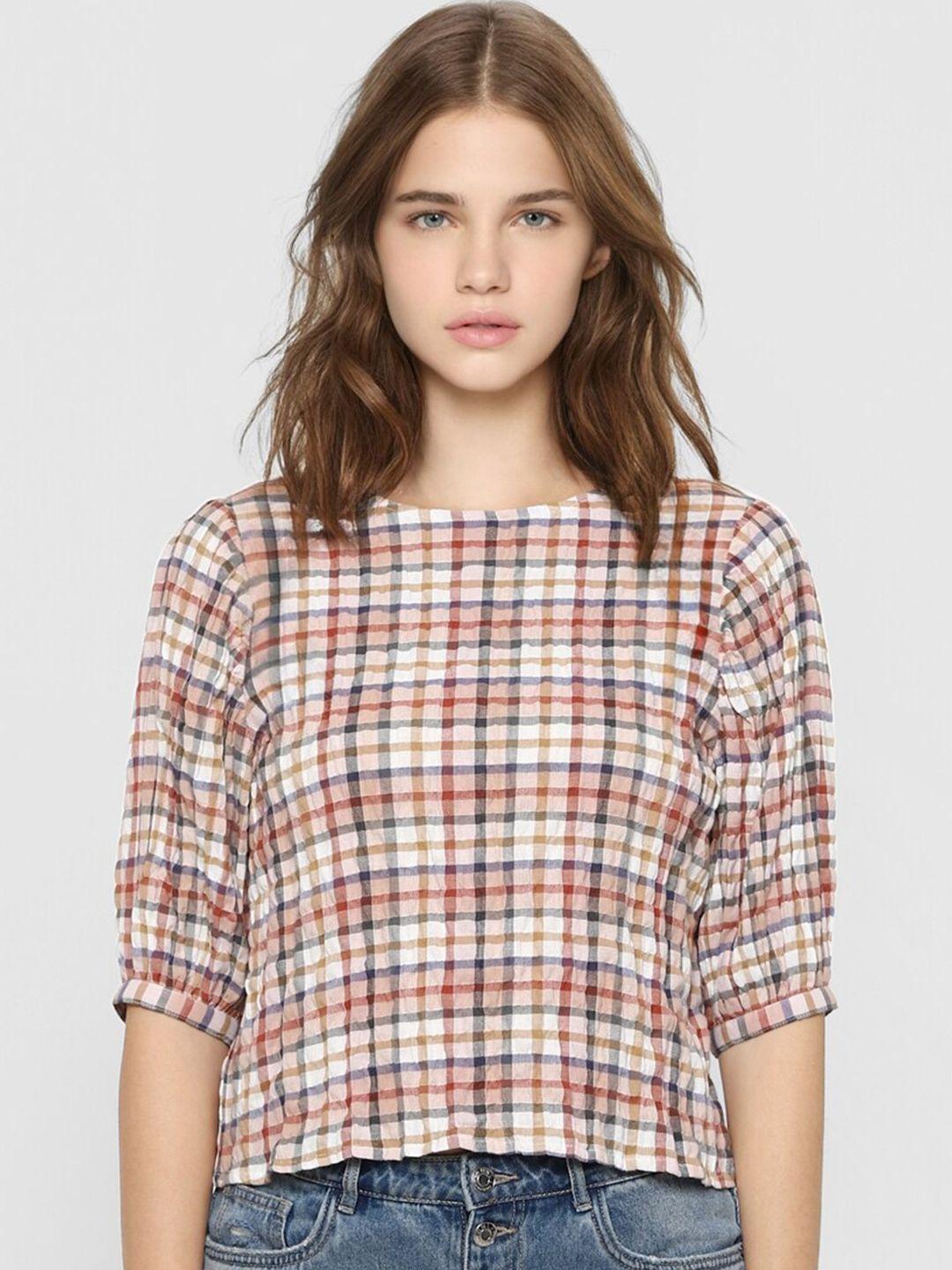 only multicoloured checked boxy top