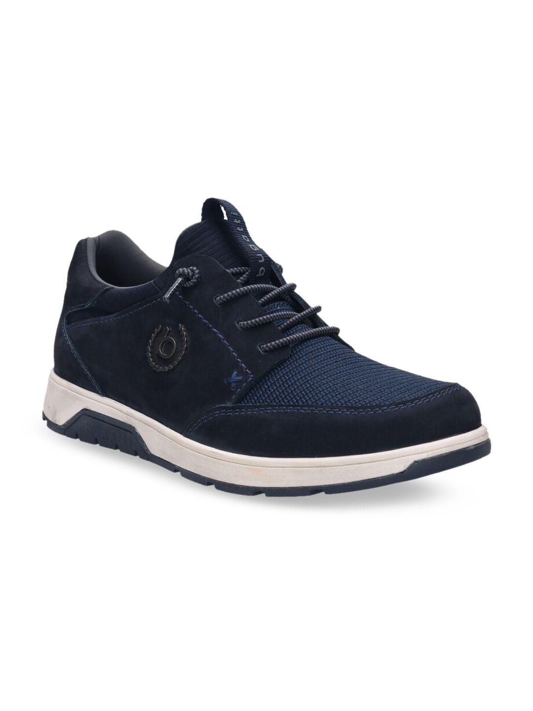 bugatti men navy blue nubuck sneakers