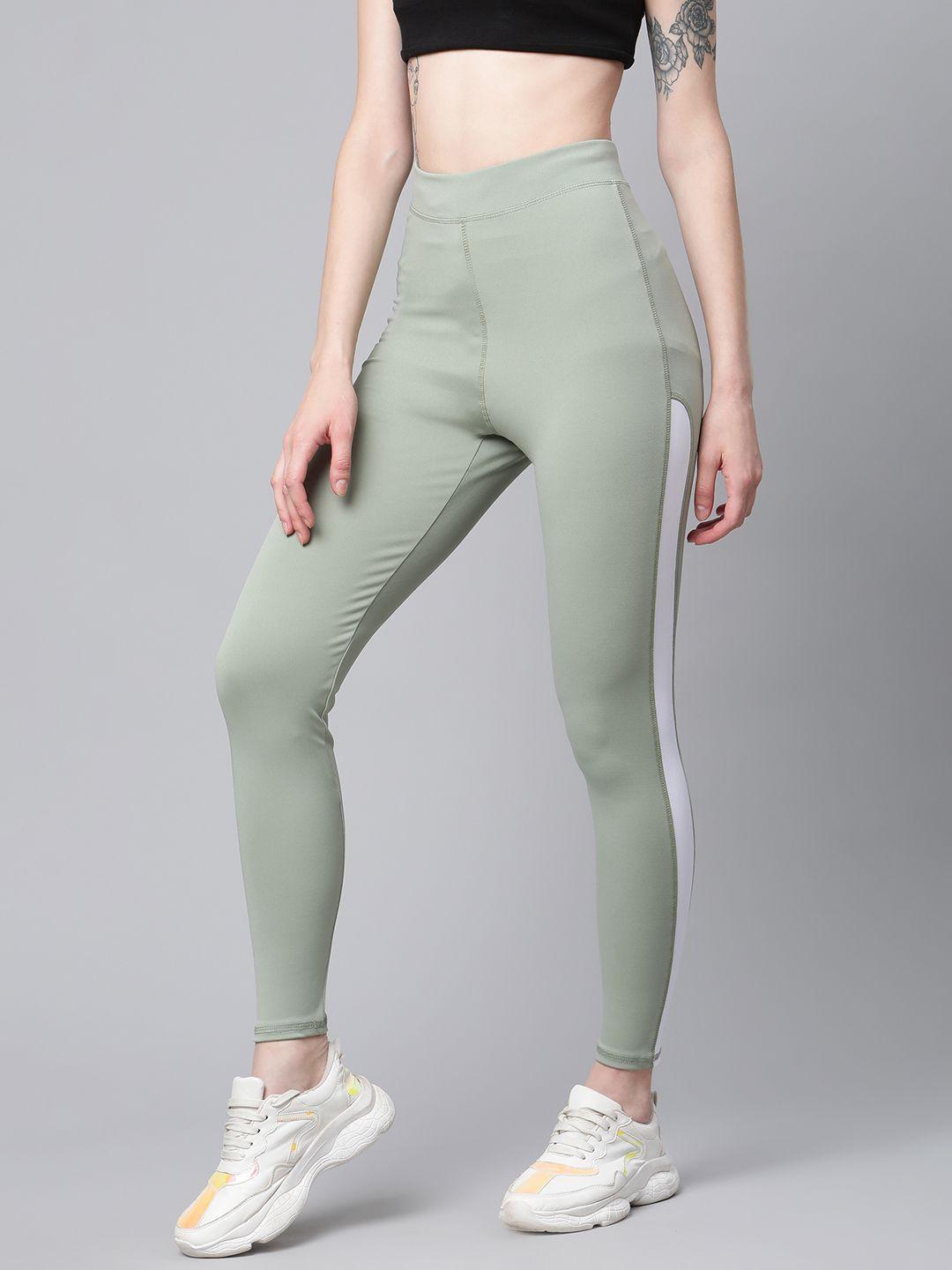 blinkin women green solid gym tights