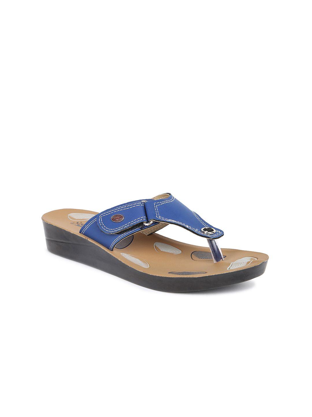 paragon women blue & brown thong flip-flops